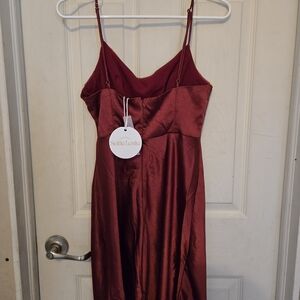 Selfie Leslie Wine Satin Dress